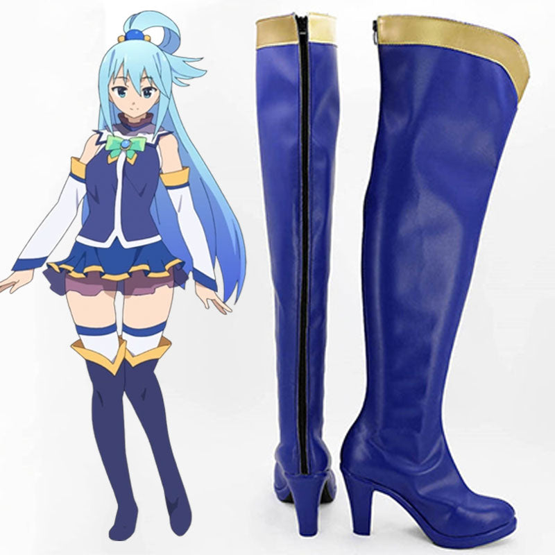 Konosuba: God's Blessing on This Wonderful World! Kono Subarashii Sekai ni Shukufuku wo! Aqua Blue Shoes Cosplay Boots