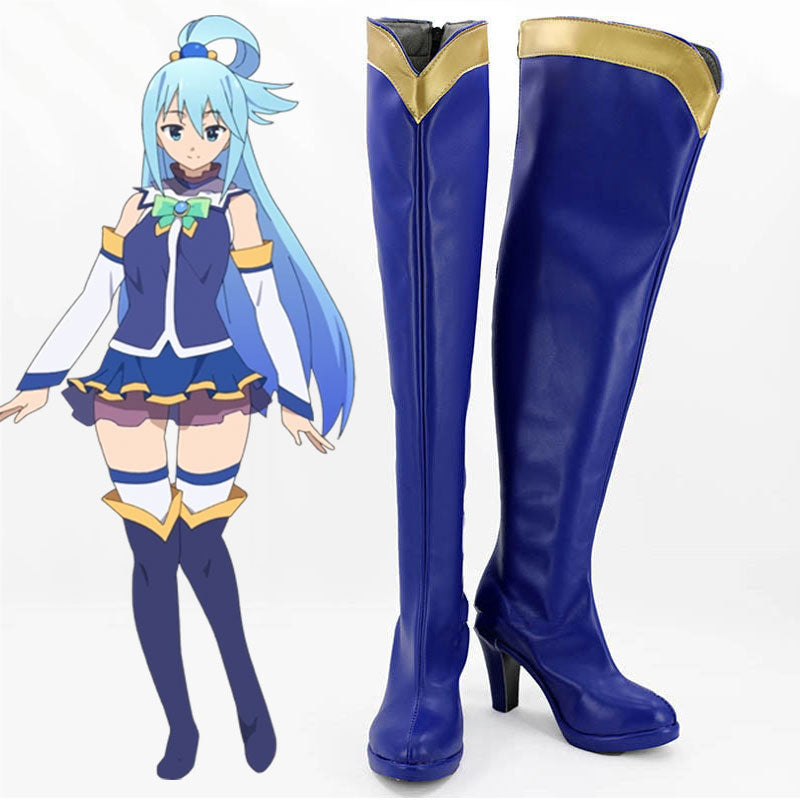 Konosuba: God's Blessing on This Wonderful World! Kono Subarashii Sekai ni Shukufuku wo! Aqua Blue Shoes Cosplay Boots