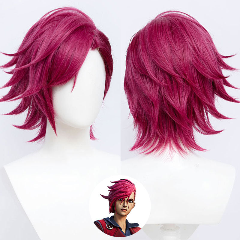 League of Legends LOL Arcane Vi Rose Red Cosplay Wig