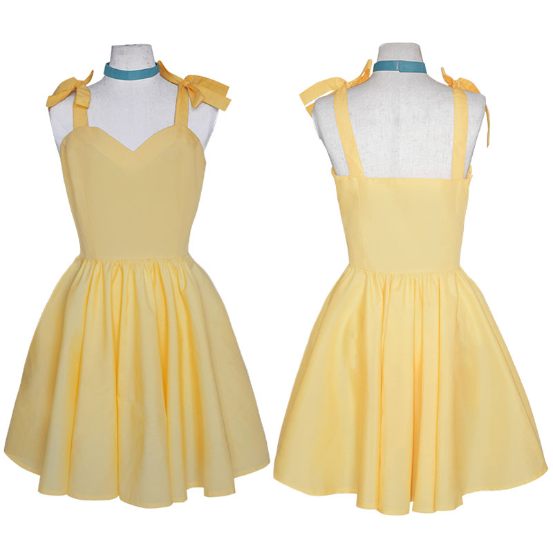 Neon Genesis Evangelion EVA Asuka Langley Sohryu Yellow Dress Cosplay Costume