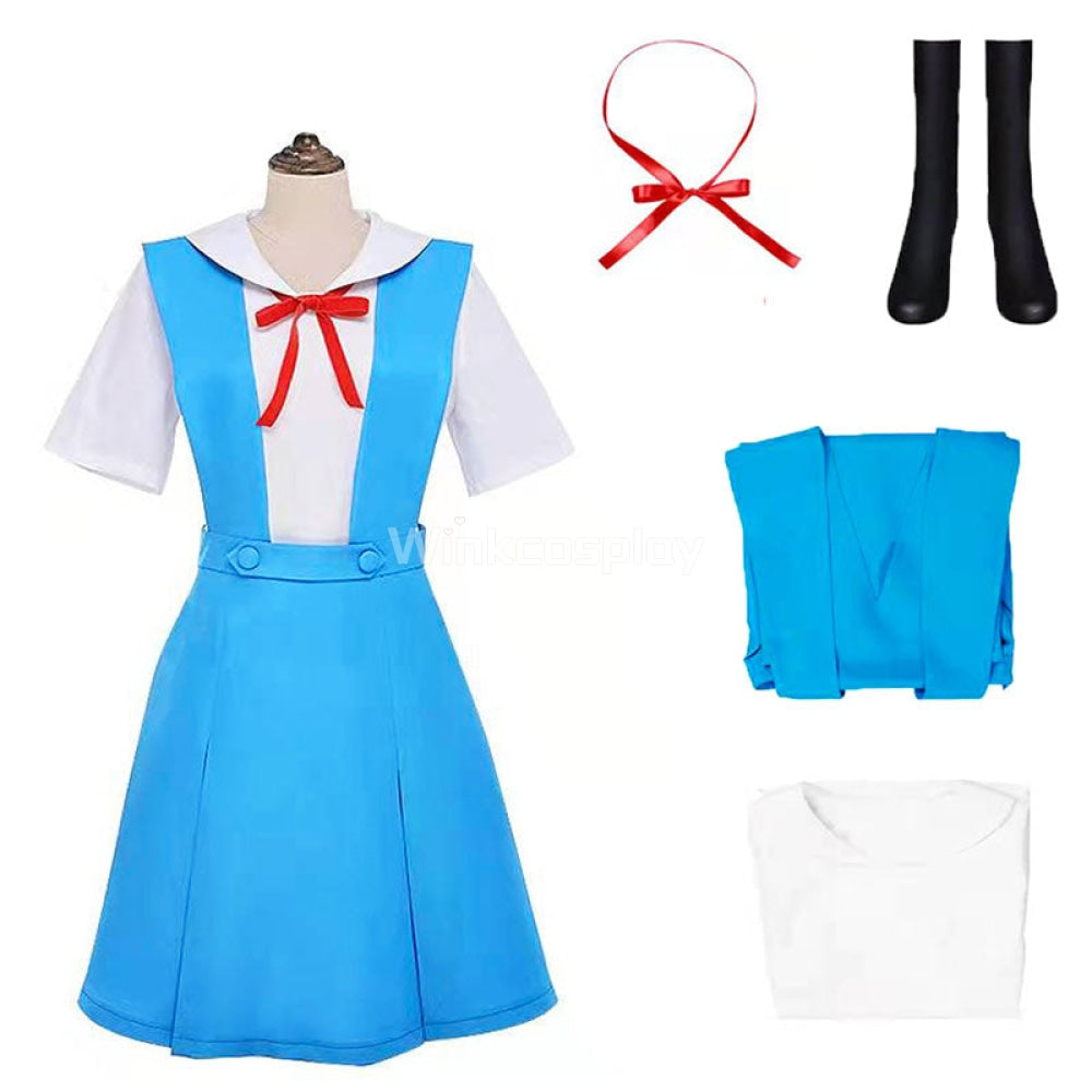 Neon Genesis Evangelion EVA Asuka Langley Soryu Asuka Langley Sohryu Rei Ayanami School Uniform Cosplay Costume