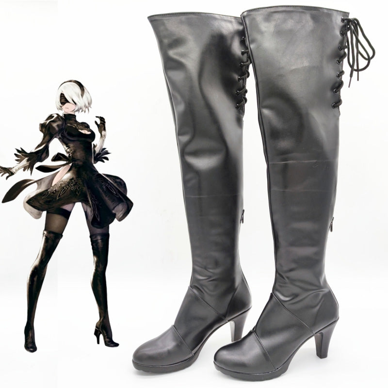 NieR: Automata 2B YoRHa No.2 Type B Black Shoes Cosplay Boots