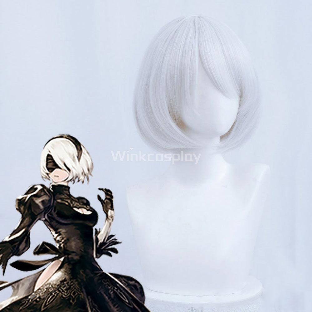 NieR: Automata 2B YoRHa No.2 Type B Silver White Cosplay Wig