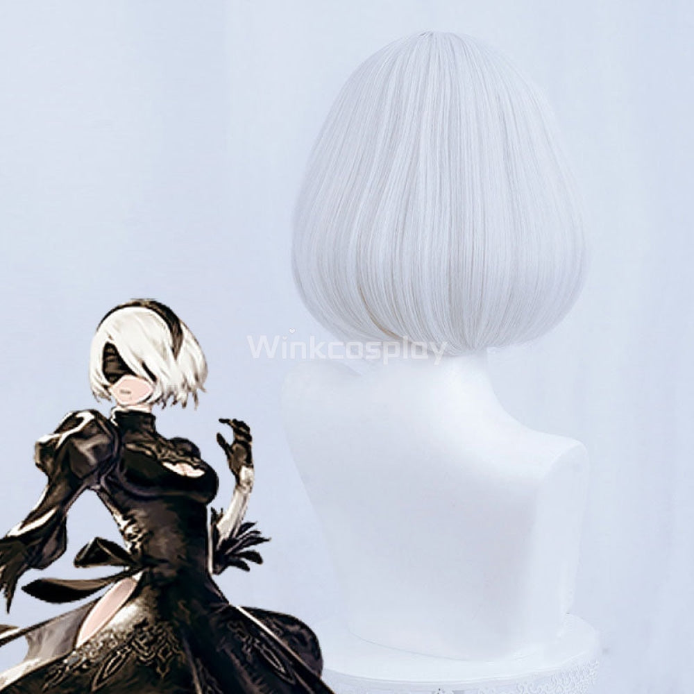 NieR: Automata 2B YoRHa No.2 Type B Silver White Cosplay Wig