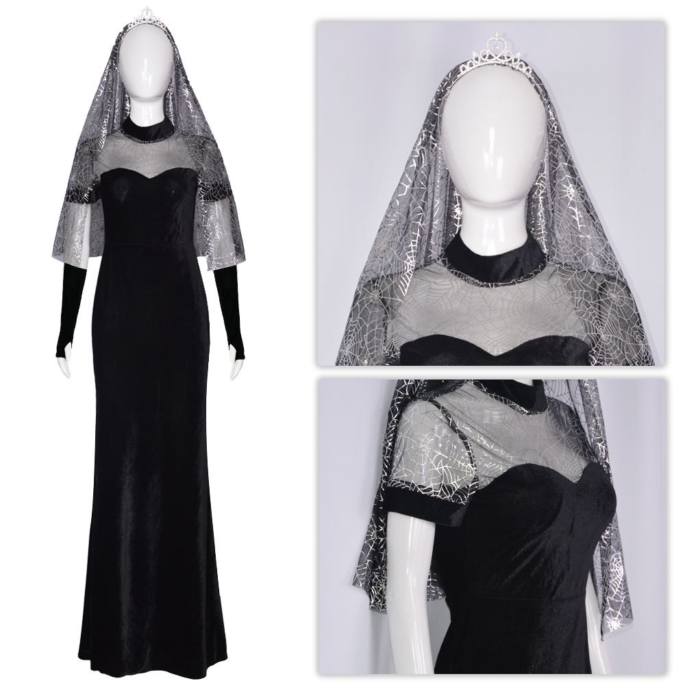 Hotel Transylvania 4 Mavis Dracula Black Wedding Dress Cosplay Costume