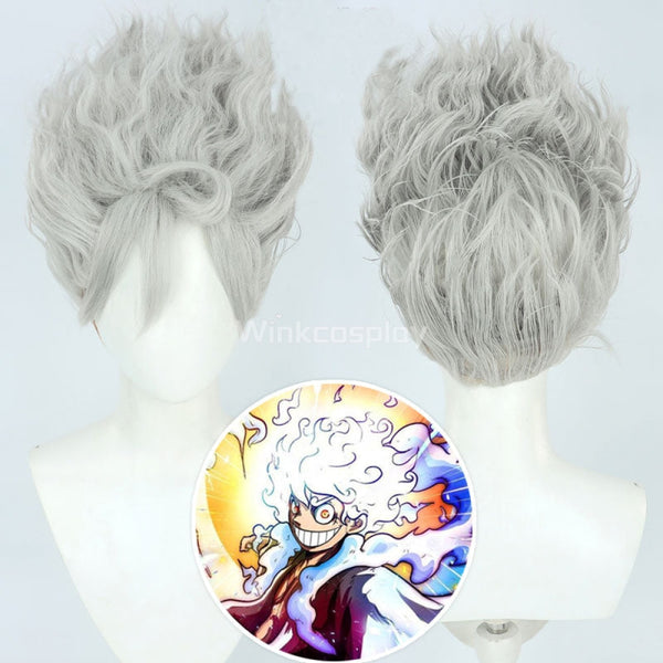 One Piece Fifth Gear 5 Sun God Luffy Nika Monkey D Luffy Gray Cosplay Wig