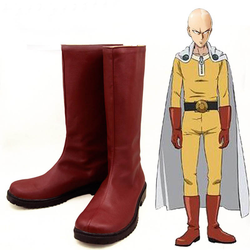 One Punch Man Caped Baldy Saitama Red Shoes Cosplay Boots