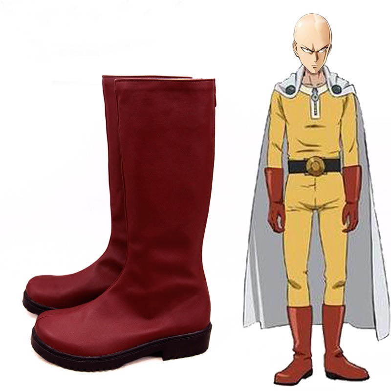 One Punch Man Caped Baldy Saitama Red Shoes Cosplay Boots