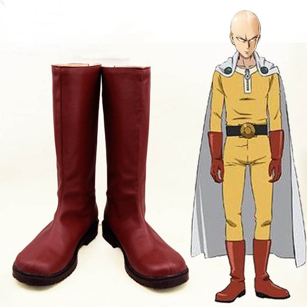 One Punch Man Caped Baldy Saitama Red Shoes Cosplay Boots