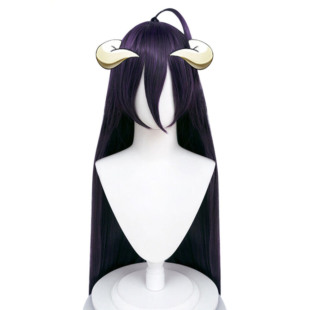 Overlord Albedo Deep Purple Cosplay Wig - Horn Select