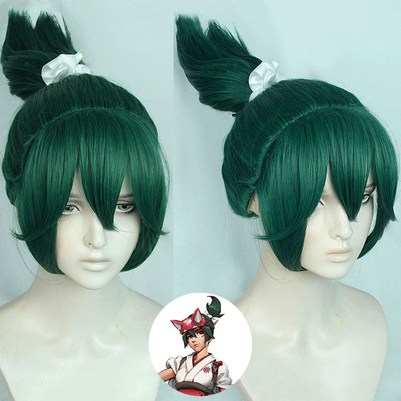 Overwatch 2 Kiriko Deep Green Cosplay Wig