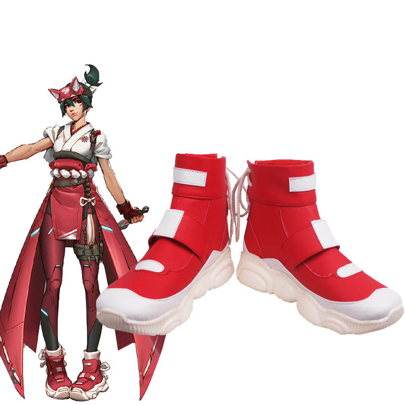 Overwatch 2 Kiriko Red Cosplay Shoes