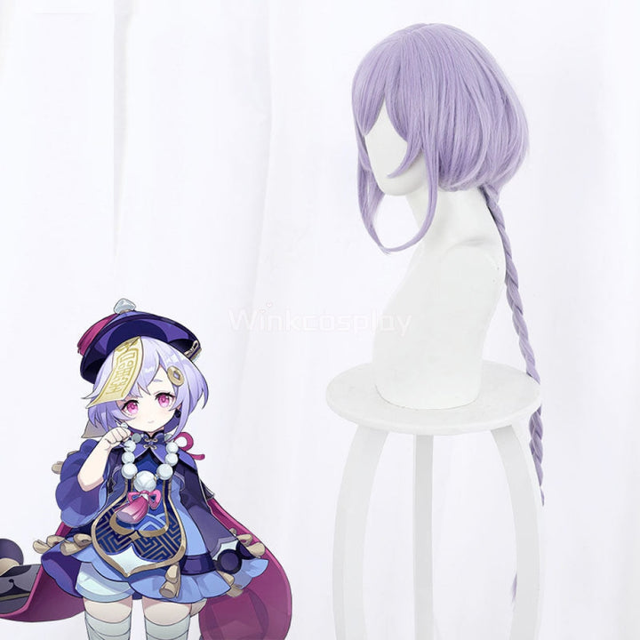 Qiqi from Genshin Impact Halloween Purple Cosplay Wig - Winkcosplay