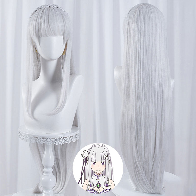 Re: Life In A Different World From Zero Emilia Silver White Cosplay Wig