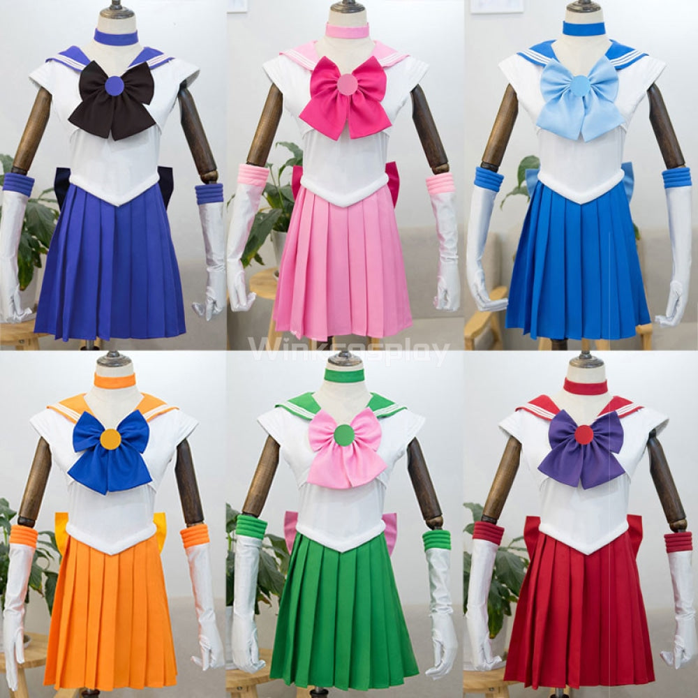 Sailor Moon Cosplay Costume Women Sailor Moon Uniform Tsukino Usagi /Mizuno Ami /Hino Rei/ Minako Aino / Makoto Kino