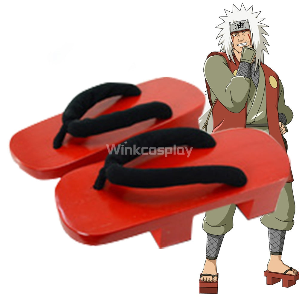 Shippuuden Jiraiya from Naruto Halloween Red Cosplay Shoes - Winkcosplay