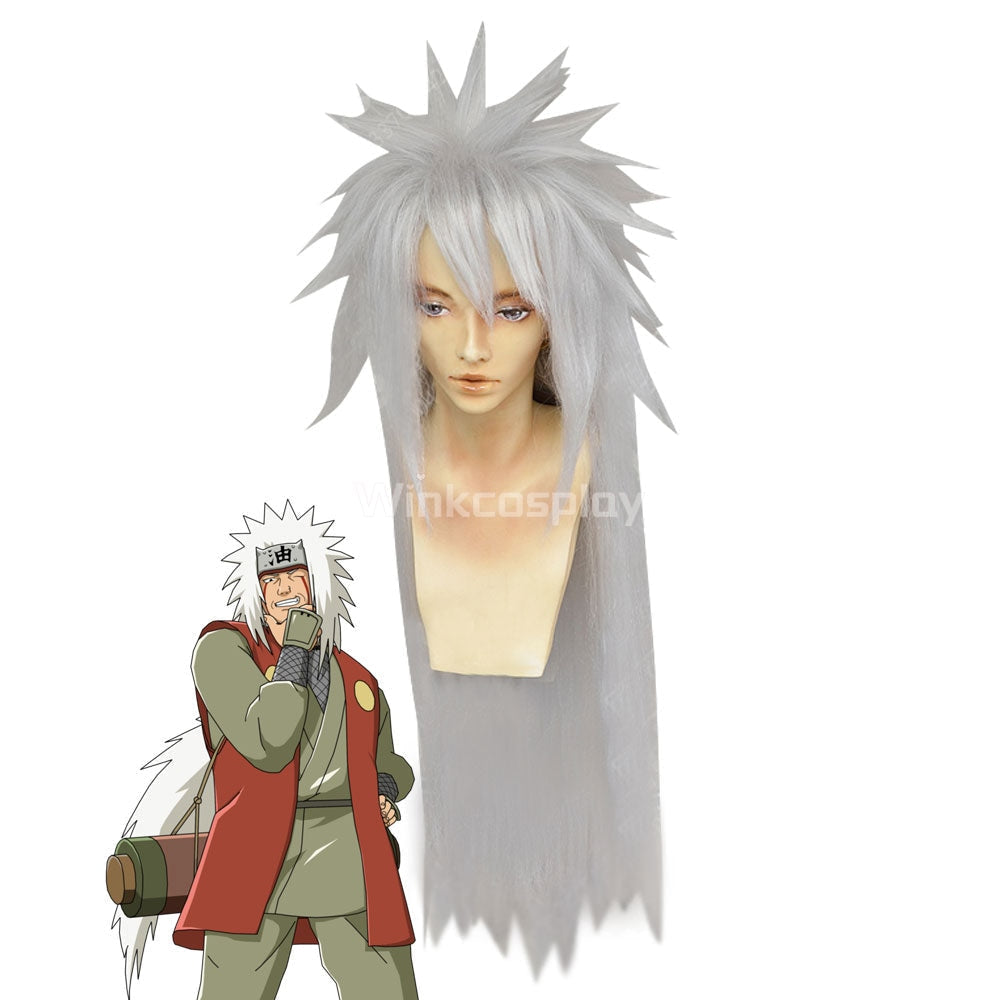 Shippuuden Jiraiya from Naruto Halloween Silver Grey Cosplay Wig - Winkcosplay