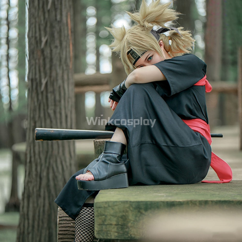 Temari from Naruto Halloween Black Kimono Cosplay Costume - B Edition