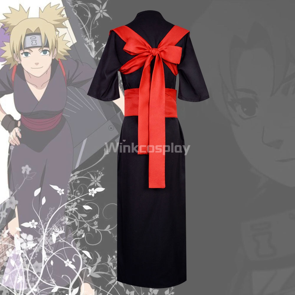 Temari from Naruto Halloween Black Kimono Cosplay Costume - B Edition