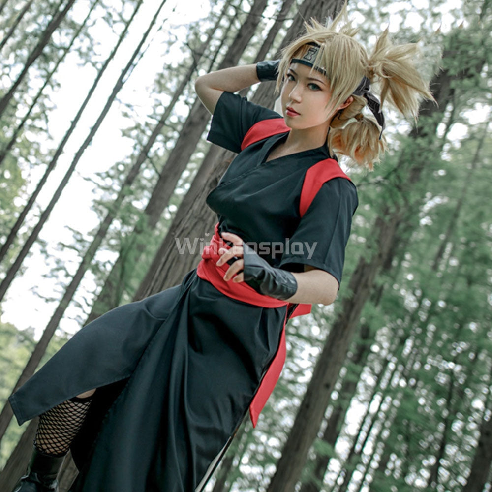 Temari from Naruto Halloween Black Kimono Cosplay Costume - B Edition