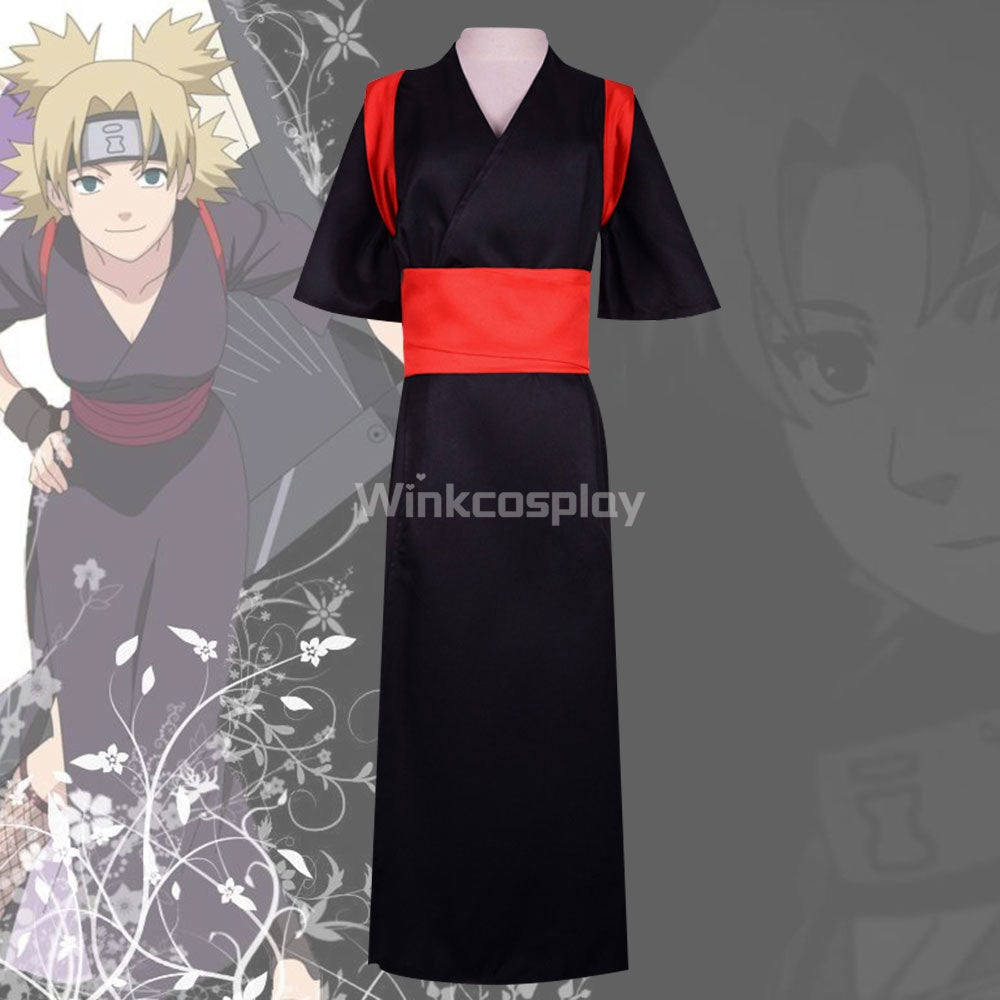 Temari from Naruto Halloween Black Kimono Cosplay Costume - B Edition