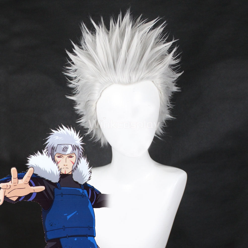 Tobirama Senju from Naruto Halloween Silver White Cosplay Wig