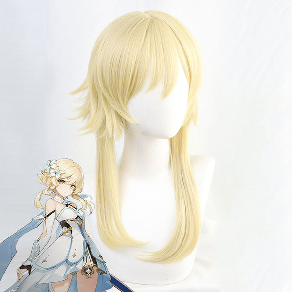 Genshin Impact Player Female Traveler Lumine Halloween Golden Cosplay Wig - Winkcosplay