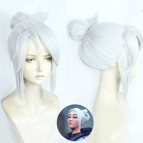 Valorant Jett Silver Gray Cosplay Wig