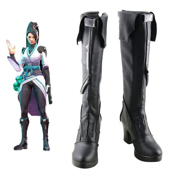 Valorant Sage Black Shoes Cosplay Boots