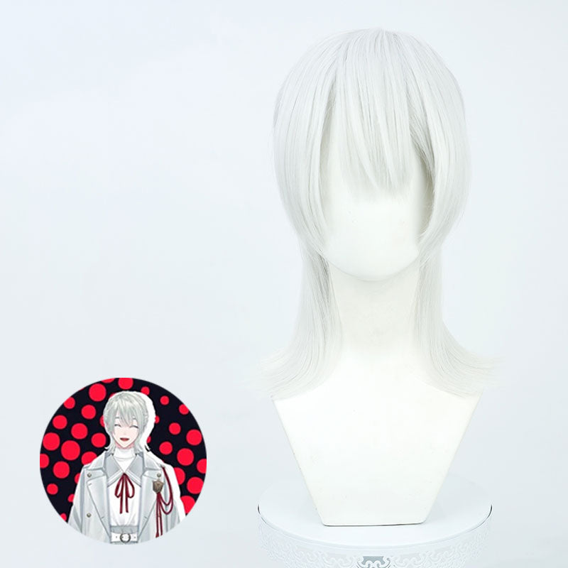 Virtual YouTuber Genzuki Tojiro White Uniform Cosplay Wig