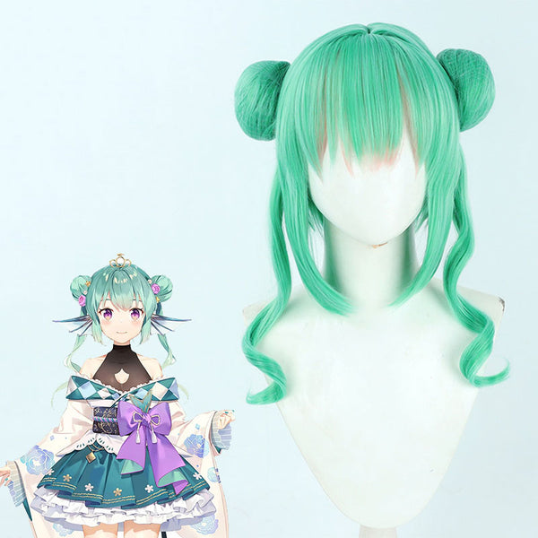 Virtual YouTuber Nijisanji LazuLight January 2022 Finana Ryugu Green Cosplay Wig