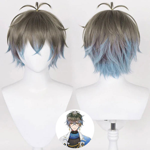 Virtual YouTuber Nijisanji Luxiem Ike Eveland Gray Blue Cosplay Wig