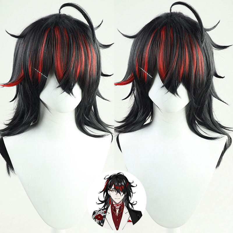 Virtual YouTuber Nijisanji Luxiem Vox Akuma Black Red Cosplay Wig