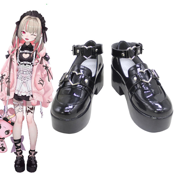 Virtual YouTuber Makaino Ririmu Black Cosplay Shoes