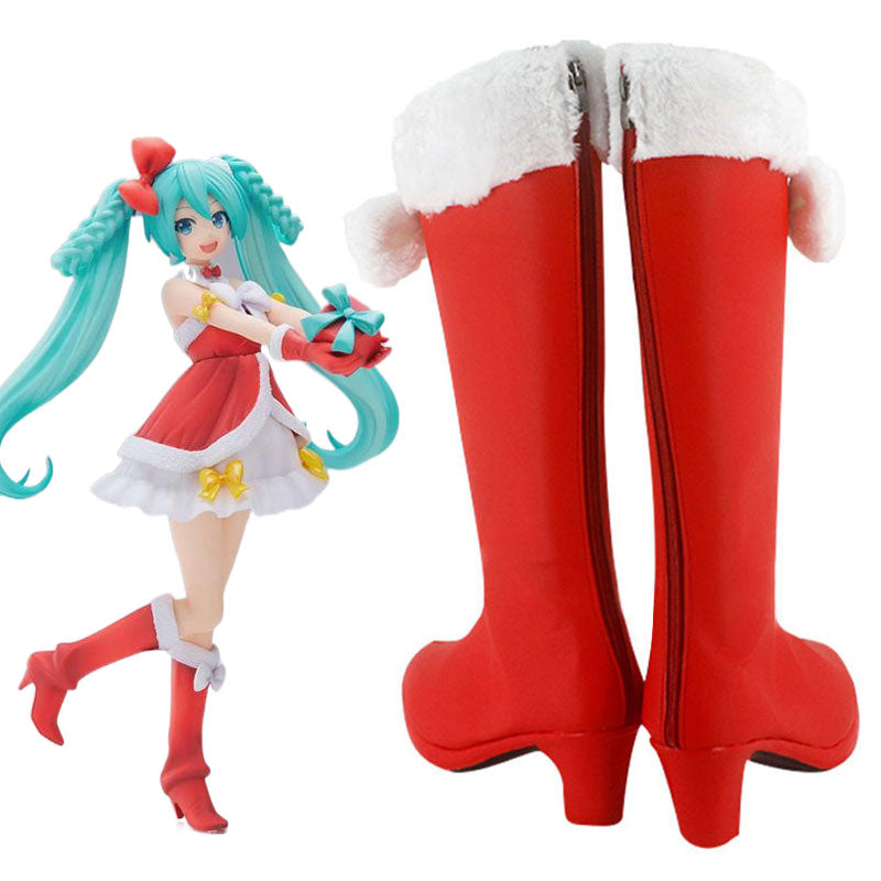 Vocaloid 2022 Christmas Miku Hatsune Miku Shoes Cosplay Boots