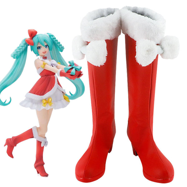 Vocaloid 2022 Christmas Miku Hatsune Miku Shoes Cosplay Boots