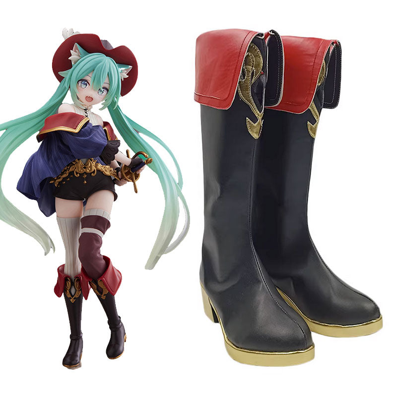 Vocaloid Hatsune Miku Puss in Boots Wonderland Shoes Cosplay Boots