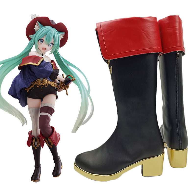 Vocaloid Hatsune Miku Puss in Boots Wonderland Shoes Cosplay Boots