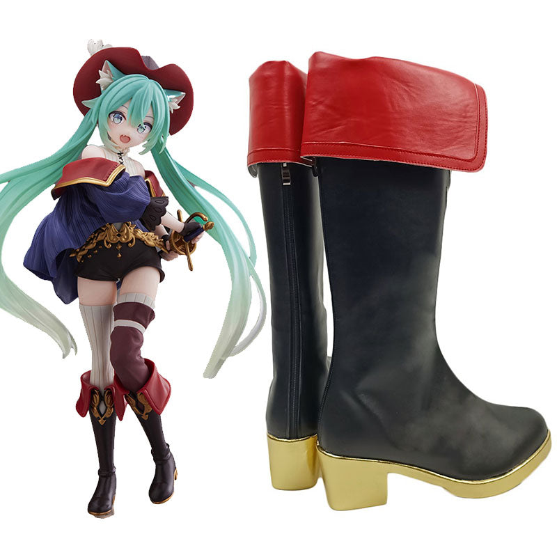 Vocaloid Hatsune Miku Puss in Boots Wonderland Shoes Cosplay Boots