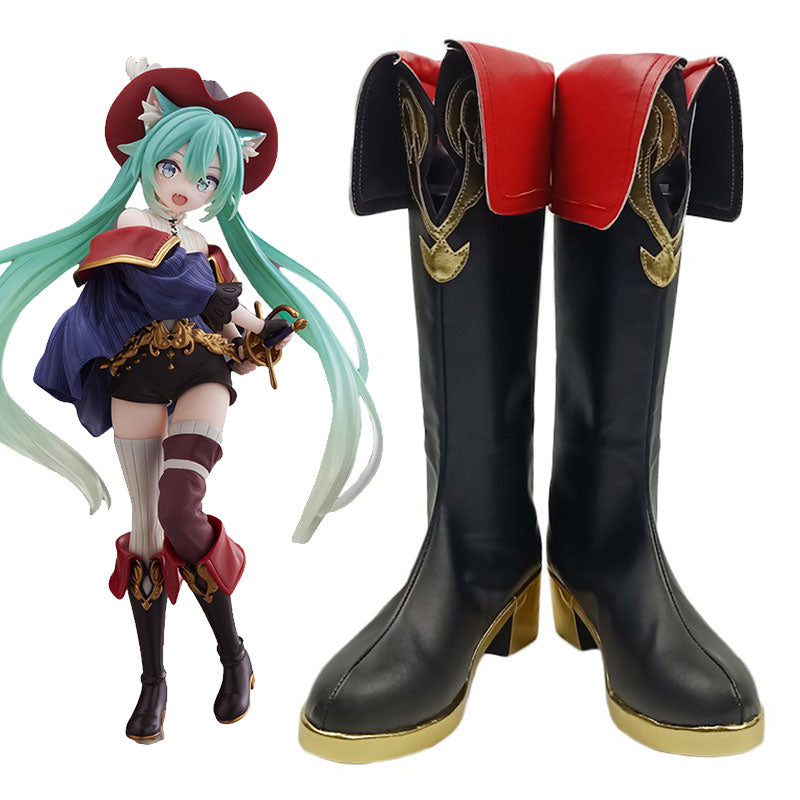 Vocaloid Hatsune Miku Puss in Boots Wonderland Shoes Cosplay Boots