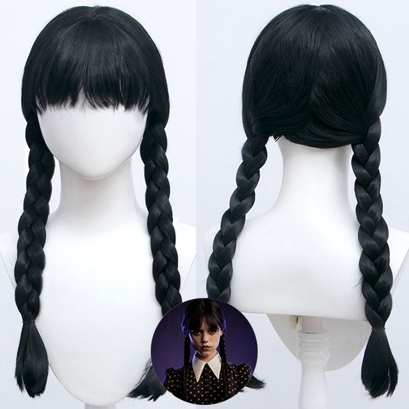 Wednesday 2022 Addams Family Wednesday Black Cosplay Wig