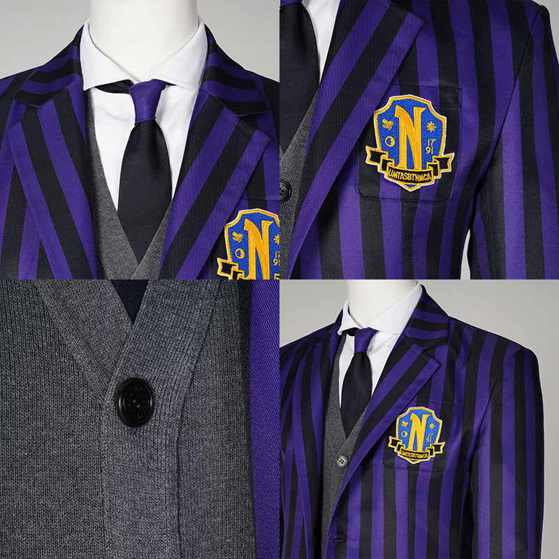 Wednesday 2022 Netflix Nevermore Academy Uniform Male Cosplay Costume